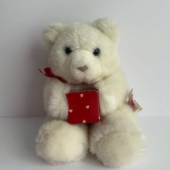 1989 Hallmark Plush Bear Holding Valentine Box Designed by Heartline VTG 80s - Picture 1 of 10